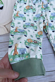 Chic animal print romper & pant & hat 3pc baby boutique sets 2601091M 15S3