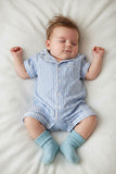 Chic one piece blue striped short sleeve baby boutique jumpsuit 2601092M 15S1