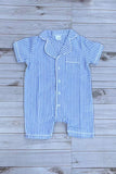 Chic one piece blue striped short sleeve baby boutique jumpsuit 2601092M 15S1