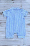 Chic one piece blue striped short sleeve baby boutique jumpsuit 2601092M 15S1