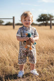 Western mallard embroidery short sleeve baby boutique jumpsuit 2601093M 15S1