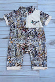 Western mallard embroidery short sleeve baby boutique jumpsuit 2601093M 15S1