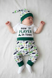 Western soccer romper & pant & hat 3pc baby boutique sets 2601094M 15S2