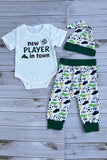 Western soccer romper & pant & hat 3pc baby boutique sets 2601094M 15S2
