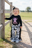 Western cowgirl romper & cow fringe pant baby boutique sets 2601096M 12S3