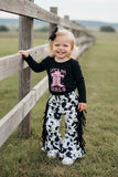 Western cowgirl romper & cow fringe pant baby boutique sets 2601096M 12S3