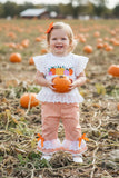 Halloween pumpkin embroidery top & lace ruffle pant girls boutique set 2601097M 13S4