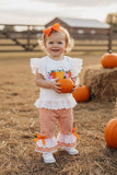 Halloween pumpkin embroidery top & lace ruffle pant girls boutique set 2601097M 13S4