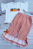 Halloween pumpkin embroidery top & lace ruffle pant girls boutique set 2601097M 13S4