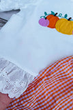 Halloween pumpkin embroidery top & lace ruffle pant girls boutique set 2601097M 13S4