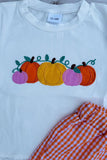 Halloween pumpkin embroidery top & lace ruffle pant girls boutique set 2601097M 13S4