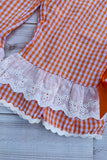 Halloween pumpkin embroidery top & lace ruffle pant girls boutique set 2601097M 13S4