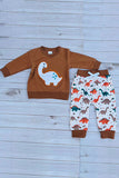 Trendy dinosaur sweatshirt & pant boy's boutique set 2601098M 15S1