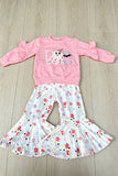 Halloween BOO embroidery sweatshirt & floral pant girls boutique set 2601099M