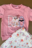 Halloween BOO embroidery sweatshirt & floral pant girls boutique set 2601099M