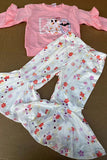 Halloween BOO embroidery sweatshirt & floral pant girls boutique set 2601099M