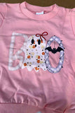 Halloween BOO embroidery sweatshirt & floral pant girls boutique set 2601099M
