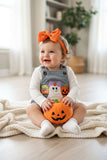 Halloween pumpkin embroidery corduroy baby boutique romper 2601100M 15S2