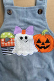 Halloween pumpkin embroidery corduroy baby boutique romper 2601100M 15S2