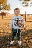 Western leopard bull skull sweatshirt & pant boy's boutique set 2601101M 12S3