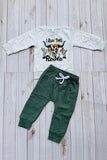 Western leopard bull skull sweatshirt & pant boy's boutique set 2601101M 12S3