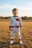 Western dinosaur print sweatshirt & pant boy's boutique set 2601102M 15S1