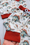 Western dinosaur print sweatshirt & pant boy's boutique set 2601102M 15S1