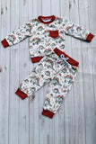 Western dinosaur print sweatshirt & pant boy's boutique set 2601102M 15S1
