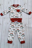 Western dinosaur print sweatshirt & pant boy's boutique set 2601102M 15S1