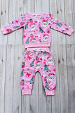 Christmas santa pink top & pant baby girls boutique set 2601103M 7S4