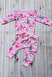 Christmas santa pink top & pant baby girls boutique set 2601103M 7S4