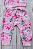 Christmas santa pink top & pant baby girls boutique set 2601103M 7S4