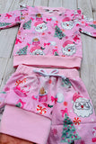 Christmas santa pink top & pant baby girls boutique set 2601103M 7S4