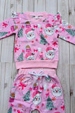 Christmas santa pink top & pant baby girls boutique set 2601103M 7S4