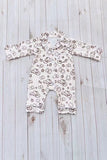 Western one piece beige long sleeve baby boutique pajamas 2601105M 14S2