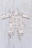 Western one piece beige long sleeve baby boutique pajamas 2601105M 14S2
