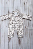 Western one piece beige long sleeve baby boutique pajamas 2601105M 14S2