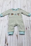 Western hunting embroidery stripe long sleeve baby boutique jumpsuit 2601106M 15S4