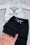 Western "MAMA'S LITTLE COWBOY" sweatshirt & pant boy's boutique set 2601107M 16S1