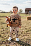 Western "MY FIRST RODEO" brown sweatshirt & pant boy's boutique set 2601108M 12S3