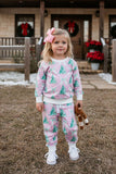 Christmas tree print pink long sleeve sweatshirt & pant girls boutique set 2601109M 8S7