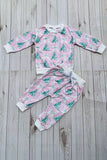 Christmas tree print pink long sleeve sweatshirt & pant girls boutique set 2601109M 8S7