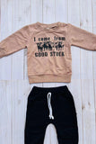 Western "I come from GOOD STOCK" sweatshirt & pant boy's boutique set 2601112M 12S3