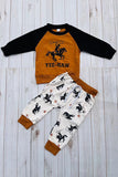 Western YEE-HAW cowboy raglan sweatshirt & pant boy's boutique set 2601114M 12S1/12S3