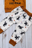 Western YEE-HAW cowboy raglan sweatshirt & pant boy's boutique set 2601114M 12S1/12S3