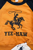 Western YEE-HAW cowboy raglan sweatshirt & pant boy's boutique set 2601114M 12S1/12S3