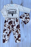 Western THIS IS MY FIRST RODEO romper & pant & hat 3pc baby boutique sets 2601116M