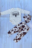Western THIS IS MY FIRST RODEO romper & pant & hat 3pc baby boutique sets 2601116M