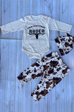 Western THIS IS MY FIRST RODEO romper & pant & hat 3pc baby boutique sets 2601116M