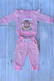 Christmas pink stripe gingerbread top & pant baby girls boutique set 2601117M